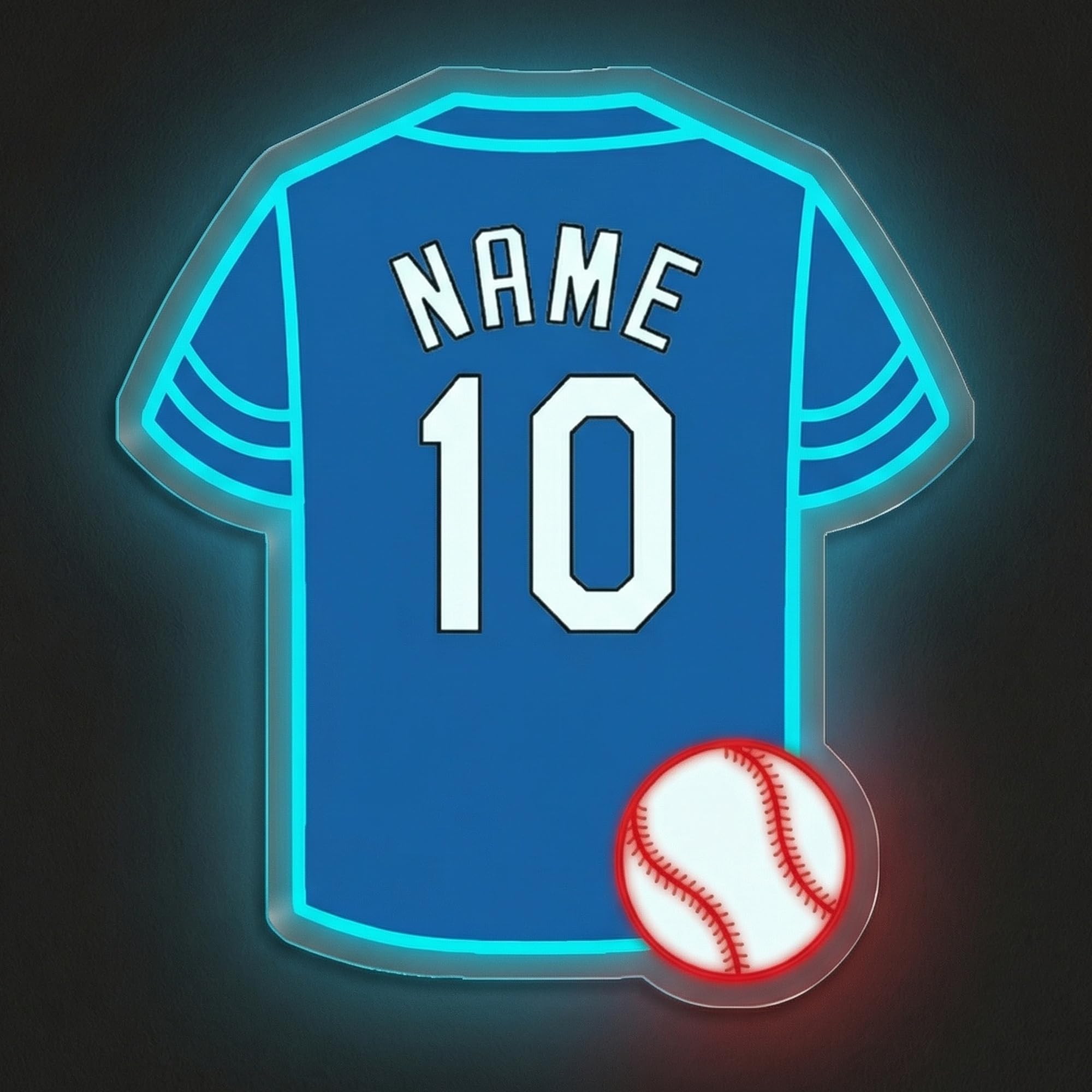 Personalised Baseball Jersey Neon Sign, Custom Baseball Neon Light for Wall Decor, Customizable Sports Led Light Up Signs for Bedroom Sports Decor Party Bar Man Cave, Christmas Birthday Gift โ image 1