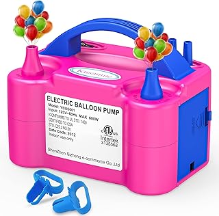 Electric Balloon Pump, Balloon Inflator Machine for Balloons at Home,Quick Inflation Dual Nozzle Balloon Blower Portable Air Balloon Pump Balloons Inflator for Kids Party Decoration (Rose Red)