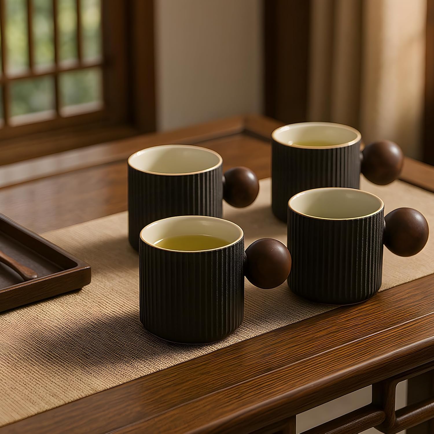 Varku 2 Pcs Demitasse Cups, Ceramic Espresso Cups with Textured Surface & Ball Handles, Small Heat-Resistant Coffee Cups for Espresso Machine, Ideal for Coffee Lovers - Image 2