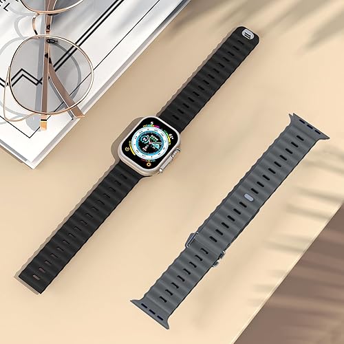Miniatura 3 de Compatible con correas de reloj Apple Watch Ocean de 1.496 in 1.575 in 1.614 in 1.654 in 1.732 in 1.772 in 1.929 in, correa deportiva de silicona