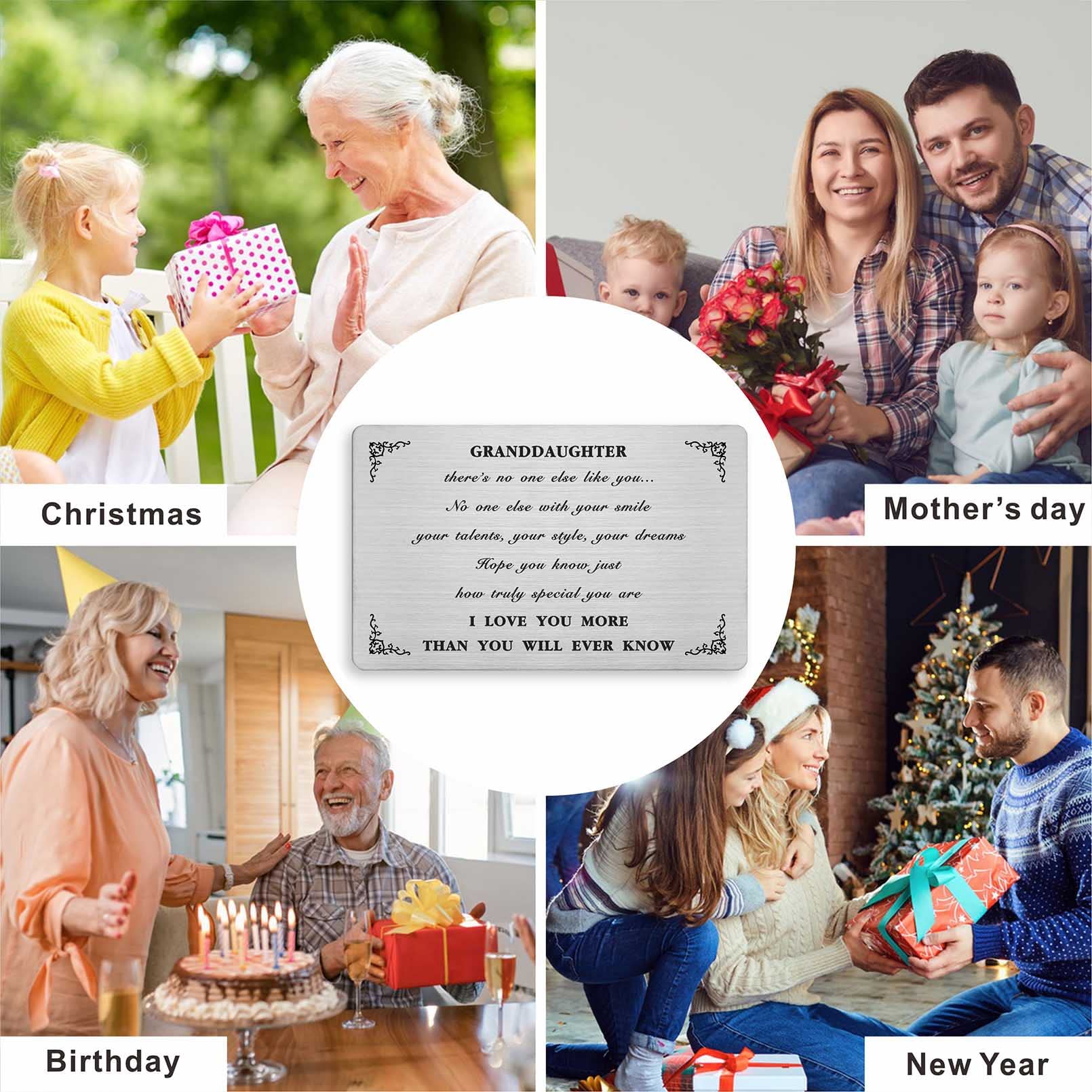 HYHYDHP Geschenkkarte Für Enkelin – Edelstahl, Lasergraviert, In Brieftaschengröße (8,5 X 5,4 Cm)