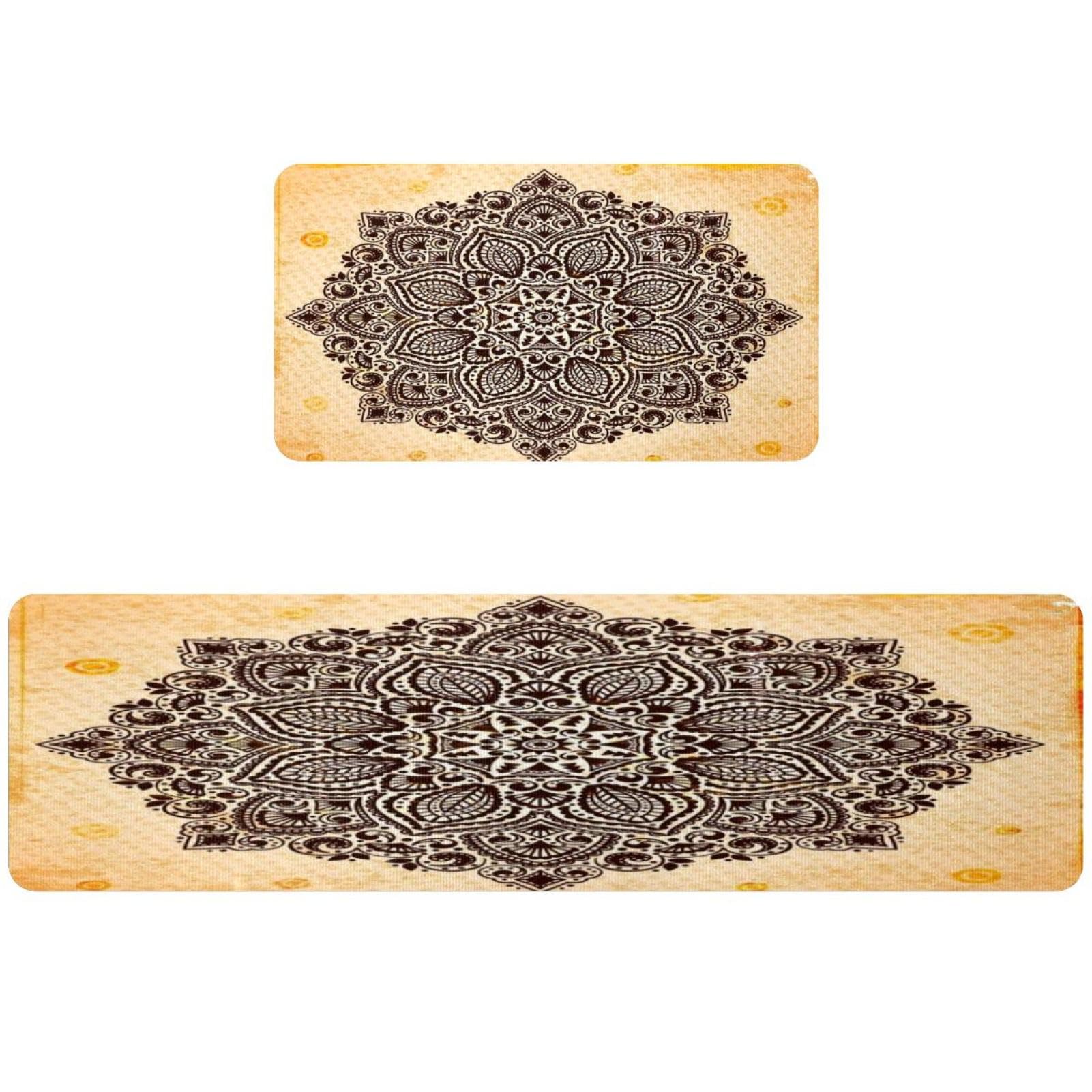 2 tapetes de cocina mandala para evitar resbalones y proteger el suelo