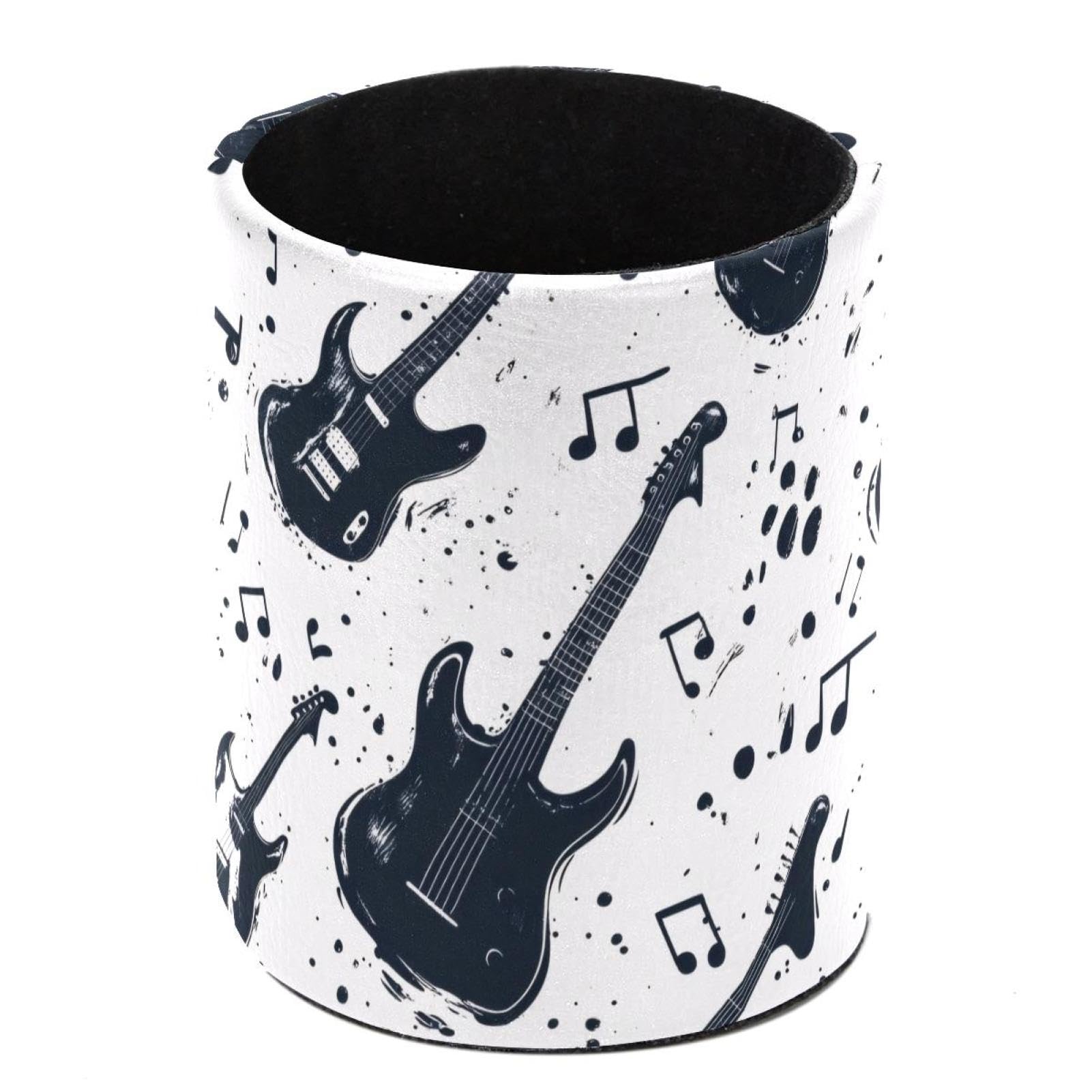 Vapokf Women's Multi Pen Holder For Desk, Pen Pot Pencil Holders Makeup Brushes Storage Desktop Stationary Supplies Organiser For Home Office - Guitars And Notes