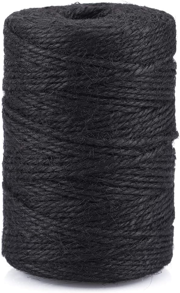 KINGLAKE 100m Black String Twine, 2mm Jute Garden Twine Craft String for Crafts, Gift wrapping,Gardening,Packing,Christmas Decoration