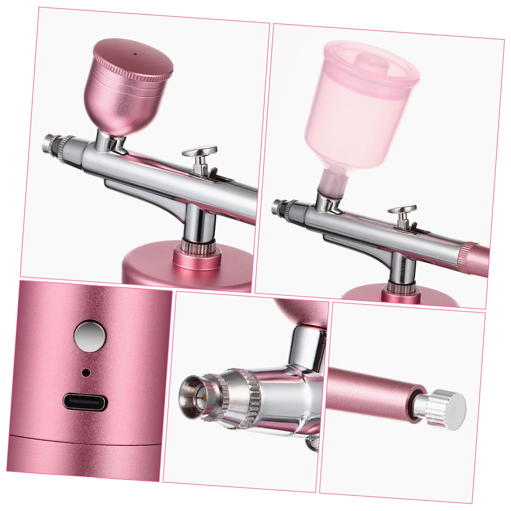 Kit Aérographe sans Fil Rose, Ensemble de Pulvérisation Portable