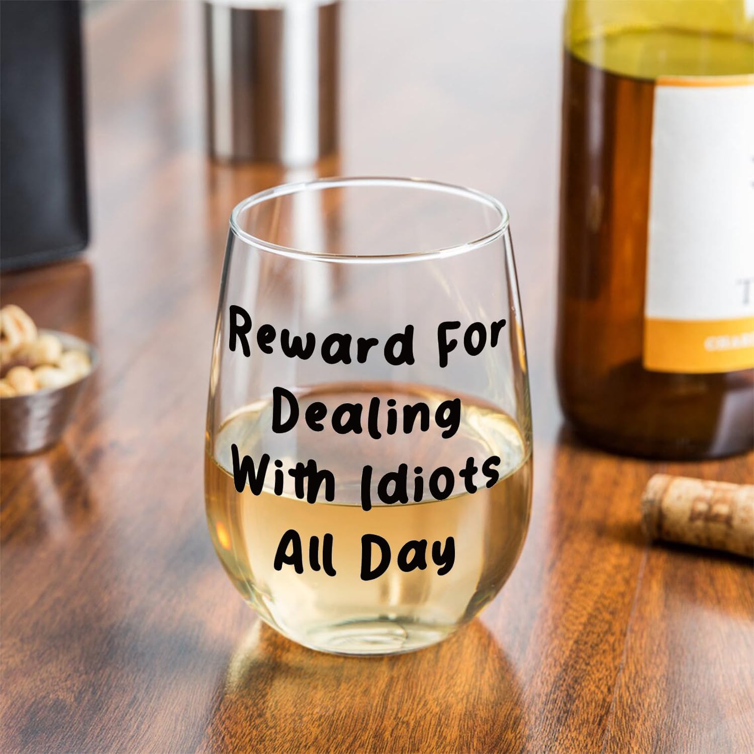 Fatbaby Funny Wine Glass For Women Coworkers, Sarcastic Gifts For Best Friends Sisters Mom, Christmas Birthday Mother's Day Gifts Stemless Wine Glass for Wine Lover Work Besties 15 OZ - Image 2