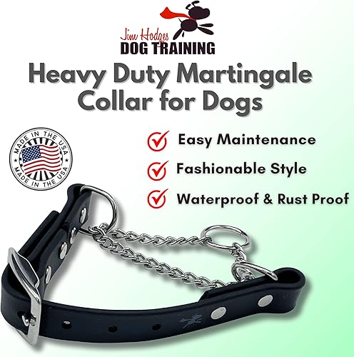Vista 3 de Collar de Martingala para Perros, Biothane, Hardware de Acero Inoxidable, Sin Tirones, Fabricado en Estados Unidos, Grado Profesional, XXS, Negro