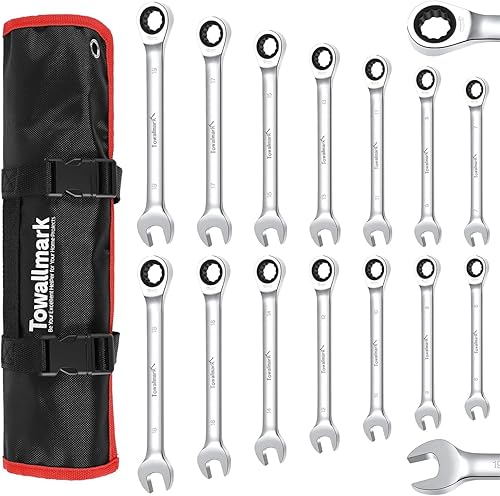 Towallmark Juego de llaves de trinquete de 14 piezas, juego de llaves métricas de cabeza fija, métricas de 0.236-0.748 in, juego de llaves de disponible en Yaxa Colombia