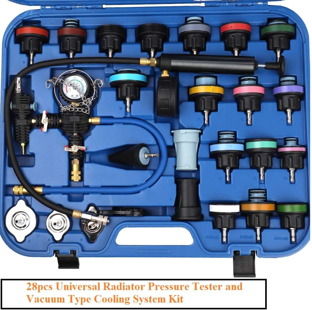 Lucky Seven 28 Pcs Universal Radiator Pressure Tester, Vacuum Type Cooling System Tool Kit w/Carrying Case,Pressure Tester Kit,Cooling System Pressure Tester Kit : Automotive