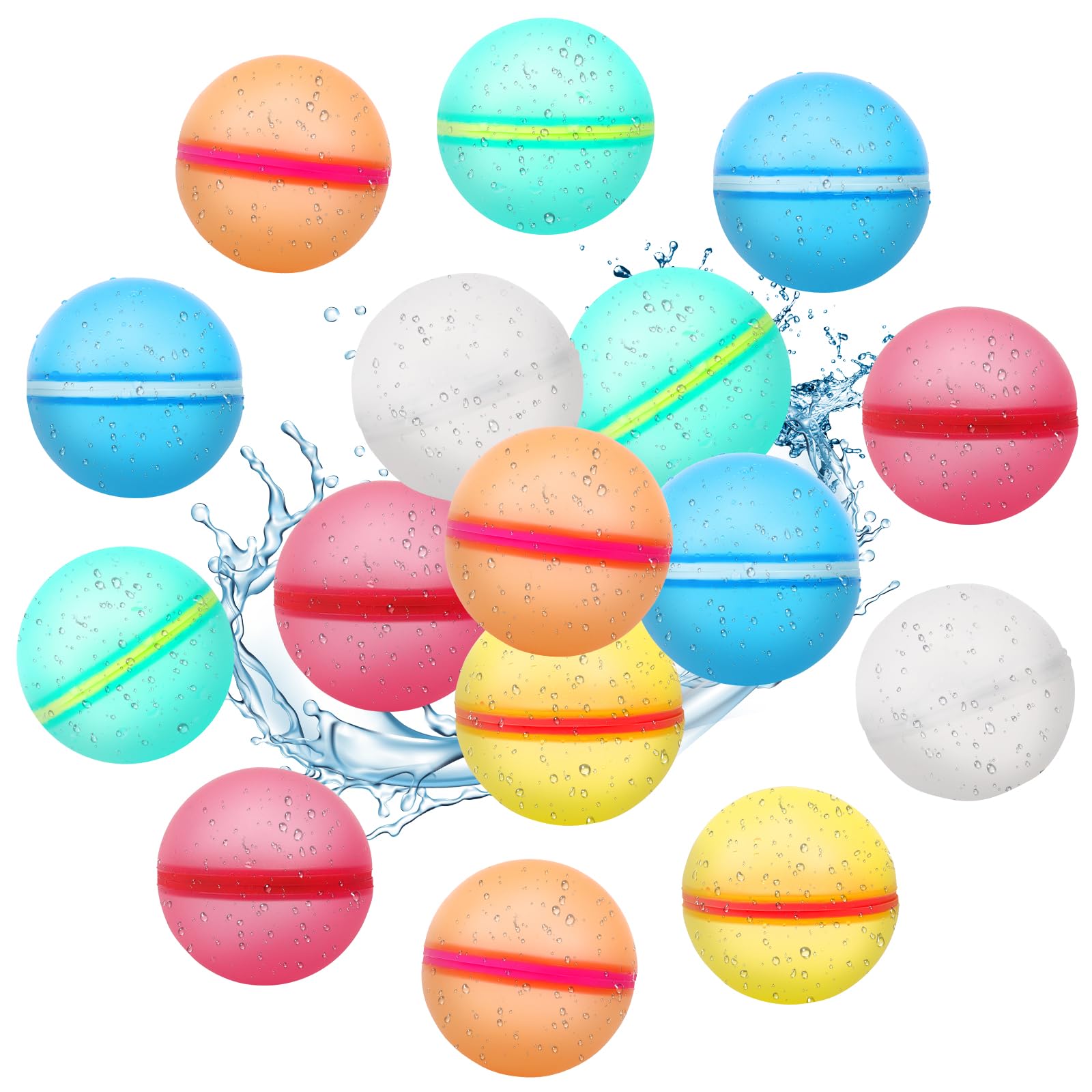 Amazon.co.jp: 再利用可能な水風船16個パック、セルフシール式クイック  