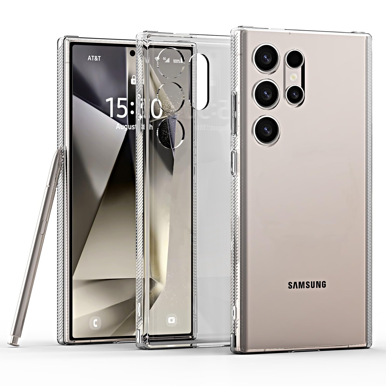 NUVAVOfor Galaxy S24 Ultra case [Non-Yellowing] Hard PC Back Cover Soft TPU Shock-Proof Edge Suitable for Samsung Galaxy S24 Ultra Transparent