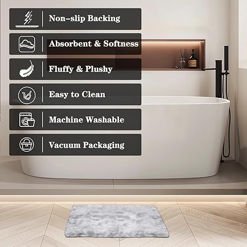 Miniatura 10 de ConCus-T 2 tapetes de baño de arcoíris, diseño de unicornio, diseño de teñido anudado, alfombra de felpa de piel sintética para tina, cocina, sala