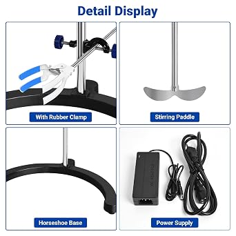 Vevitts Electric Overhead Stirrer LCD Digital Lab Mixer Time and Speed Adjustable Stirring Lab Mixer 100-2000RPM 20L Electric Overhead Mixer