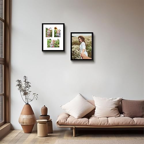 Vista 39 de Golden State Art, Juego de 2 portarretratos de madera blanca de 12 x 17 pulgadas, paspartú blanco para fotos de 8 x 10 y 5 x 7 pulgadas, vidrio