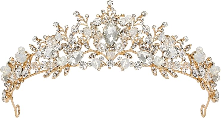 SWEETV Jeweled Wedding Tiaras and Crowns for Women, Metal Princess Tiara Queen Crown for Bride, Bridal Headpieces for Birthday Quinceanera Pageant Prom