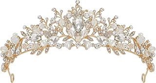 SWEETV Jeweled Wedding Tiaras and Crowns for Women, Metal Princess Tiara Queen Crown for