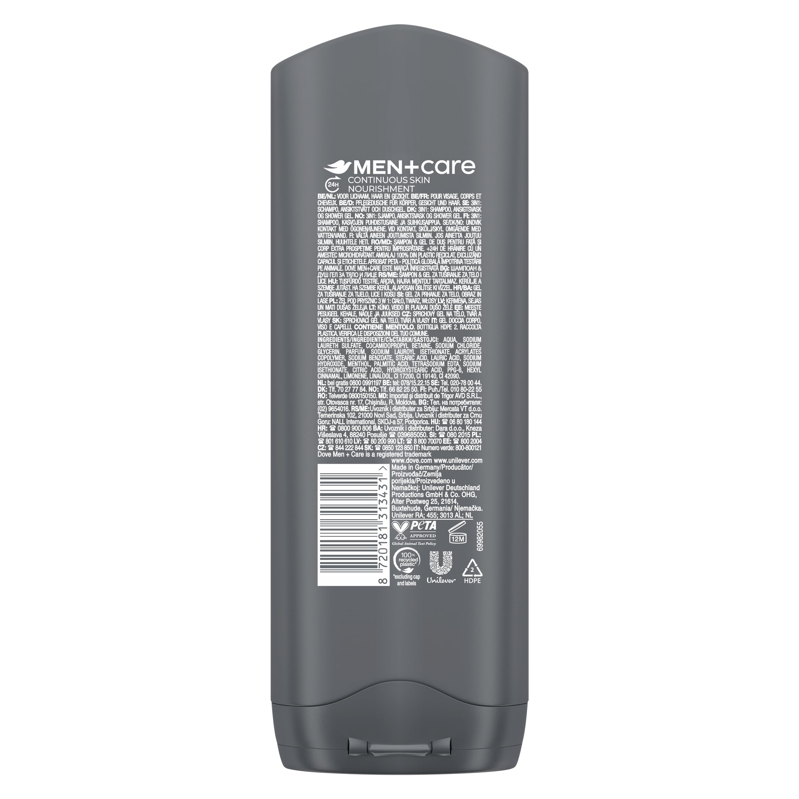 Dove, Dove Men+Care Duschgel für Herren, 3-in-1, feuchtigkeitsspendend, für Körper, Gesicht und Haare, mit MicroMoisture-Technologie… – Ansicht 2