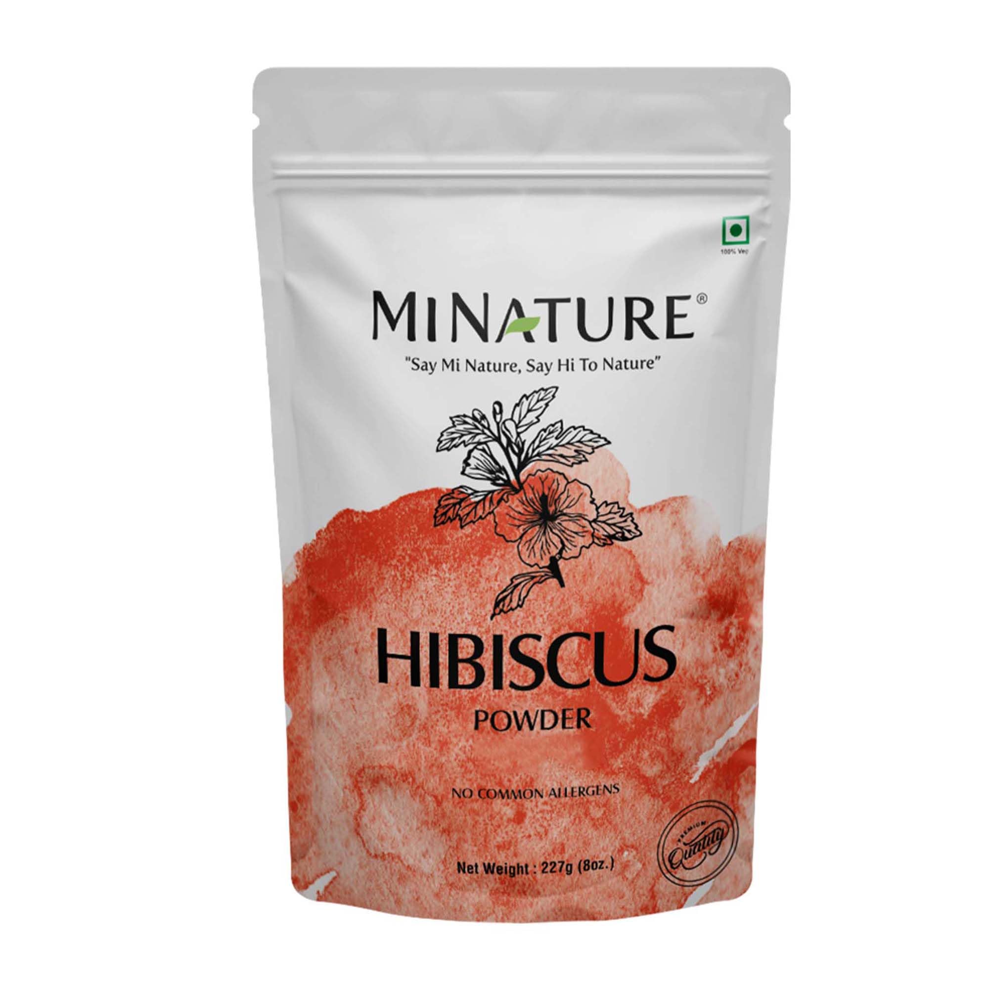Mi Nature 100% Pure Hibiscus (Gudhal) Powder 227g (8oz) | 100% Natural (Sabdariffa) Powder for Hair Care, Face Pack, Tea & DIY Herbal Remedies