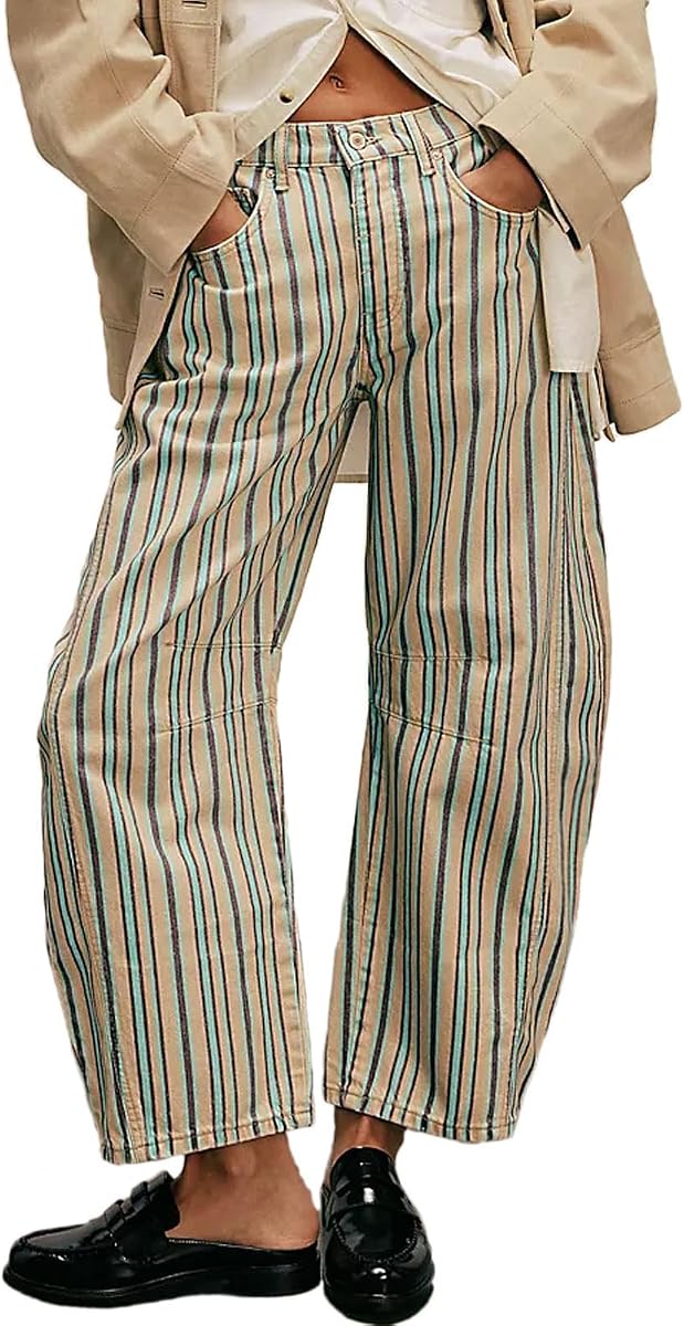 Mujeres Novio Baggy Barrel Jeans Estampado Floral Denim Tobillo Pantalones Ancho Pierna Media Altura Jeans Pantalones Chándal Y2k Patchwork