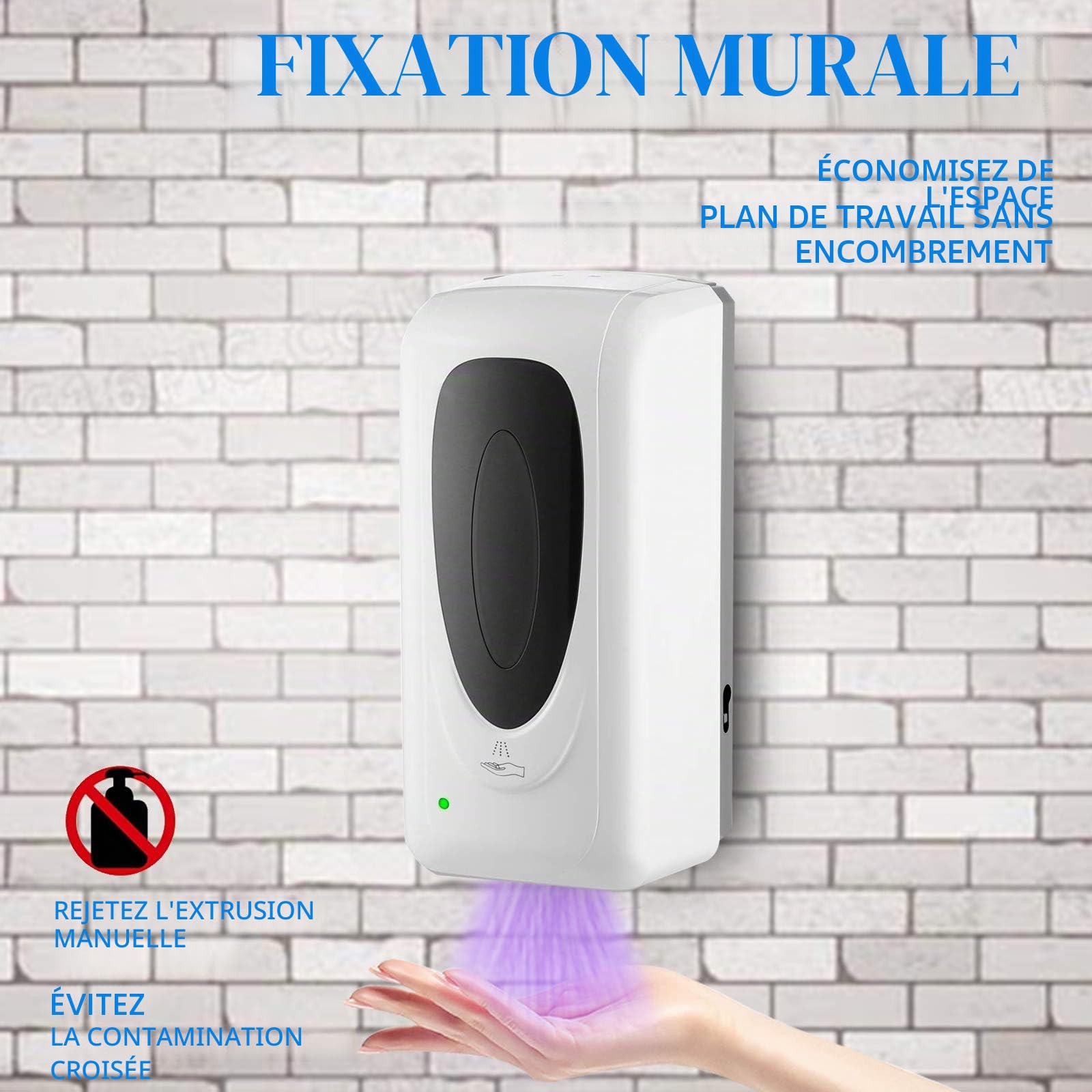Distributeur Savon Automatique Mural,1000 ML Distributeur Savon De Savon Liquide sans Contact,avec Capteur Infrarouge,pour Bains AppropriéE,Cuisines,HôTel,Restaurant - Blanc