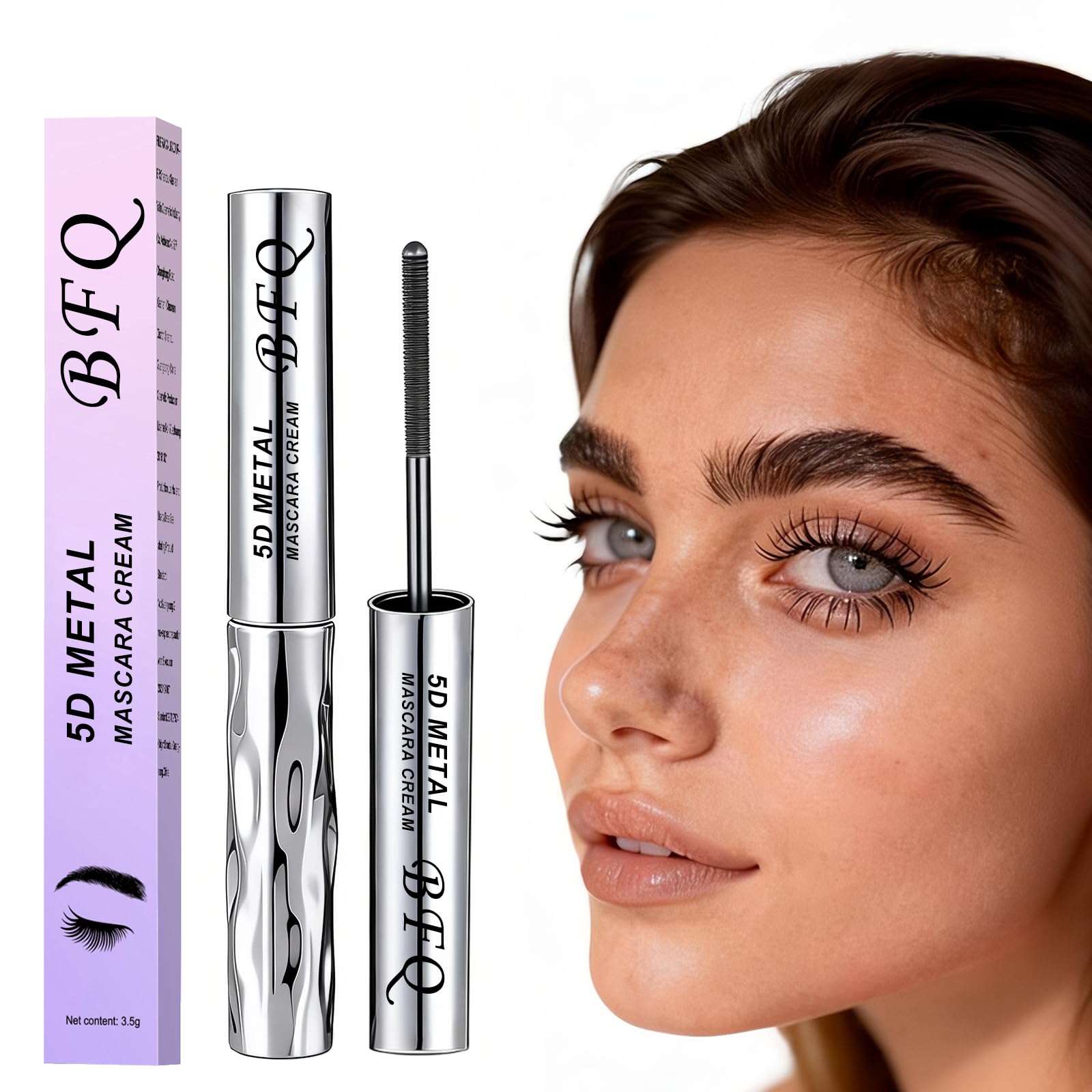 Iron Wand Mascara, 5D Curling Eyelash Iron Mascara with Washable Metal Wands, Waterproof Mascaras Black Volume and Length, Long-lasting Smudge Proof Mascaras for Lengthening Volumizing Eyelashes (1)