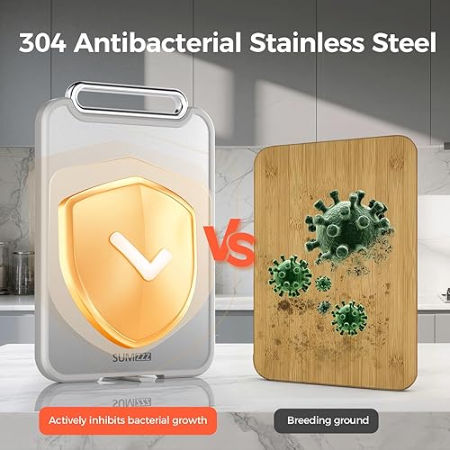 Miniatura 4 de Stainless Steel Cutting Board for Kitchen, 2-in-1 Double-Sided Chopping Board, Food Grade Stainless Steel/PP, Easy to Clean, Large Size, Non-Slip,