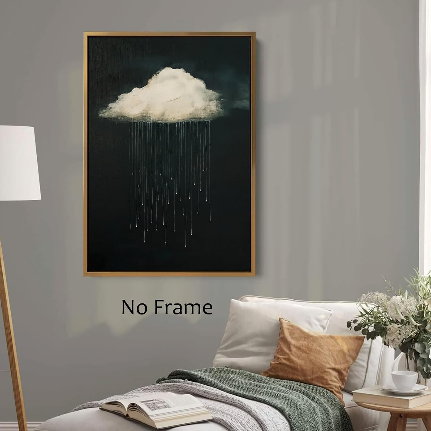 Black and White Cloud Wall Art Vintage Rain Cloud Pictures Dark Clouds Painting Dark Green Abstract Art Print White Clouds in the Sky Nature Canvas Poster for Living Room Bedroom 16x24inch No Frame - Image 6