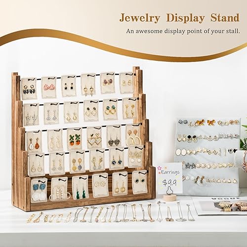 Vista 5 de Exhibición de pendientes para la venta, Exhibición de joyería de madera maciza para vendedores de ventas, soportes de exhibición de pendientes