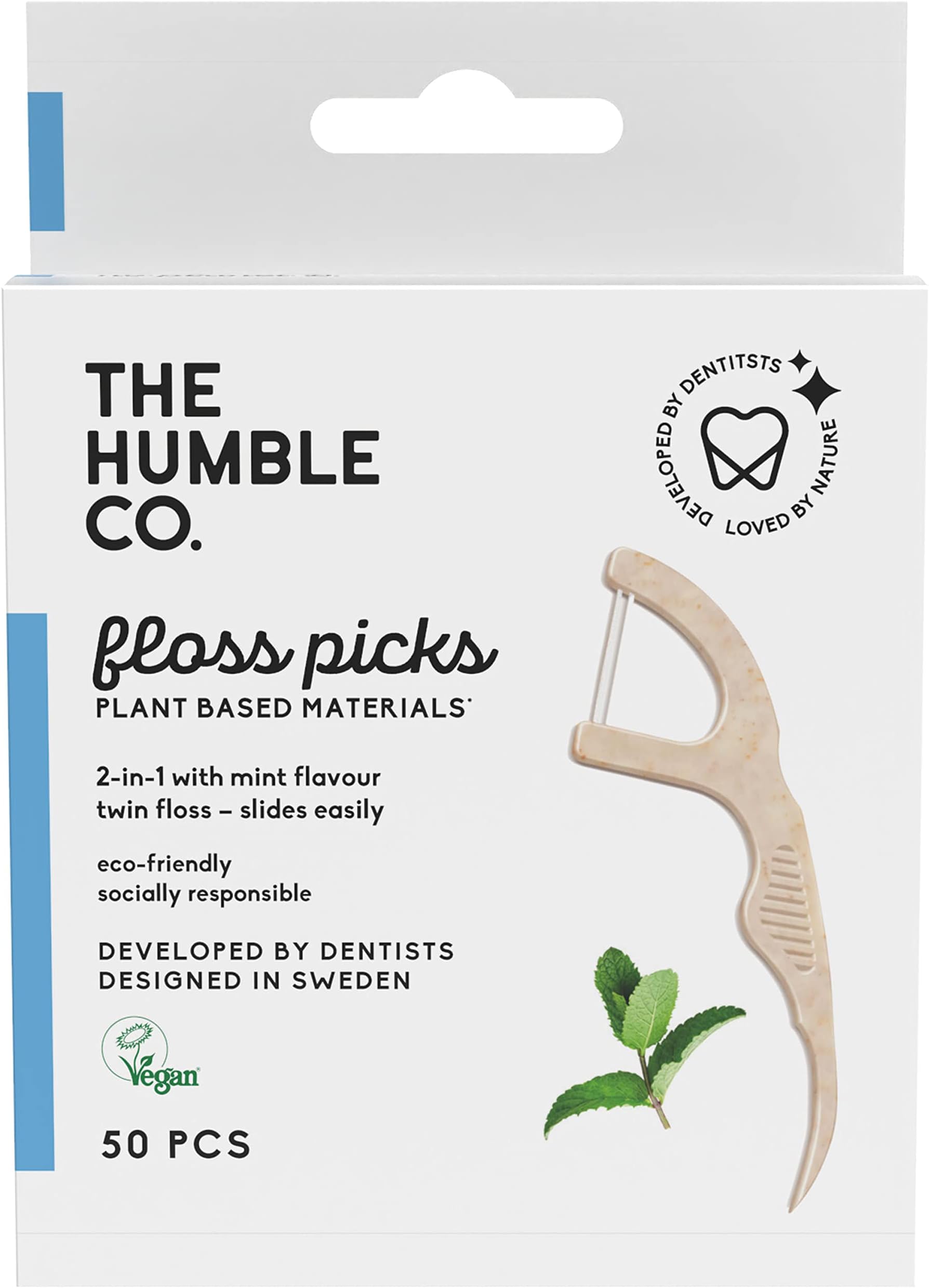 Humble Natural Dental Floss Picks - Flossers - Dental Floss Sticks - 2 x 50 pcs