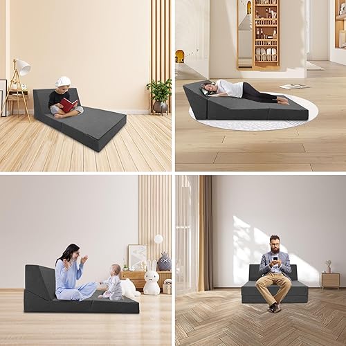 Miniatura 5 de Sofá cama plegable de espuma viscoelástica con almohada, sillón perezoso, moderno y convertible en el suelo, para sala de estar, apartamento,