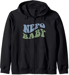NEPO BABY Funny Nepotism Kid Wavy Vintage Trending Meme Zip Hoodie