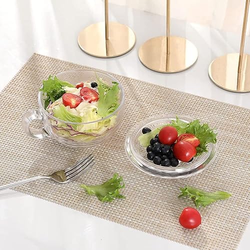 Miniatura 5 de Kichvoe Tazas de avena de vidrio para ramen con tapa, organizador de arroz, taza de leche de cereales, tazón de sopa con tapas, cuenco de cereales