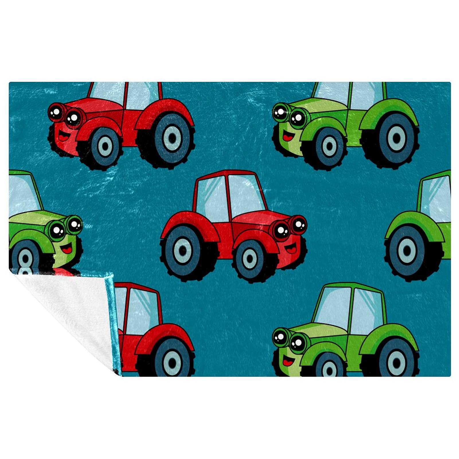 Couverture chaude voiture vintage au tissage haut de gamme rouge et vert 150x100 cm