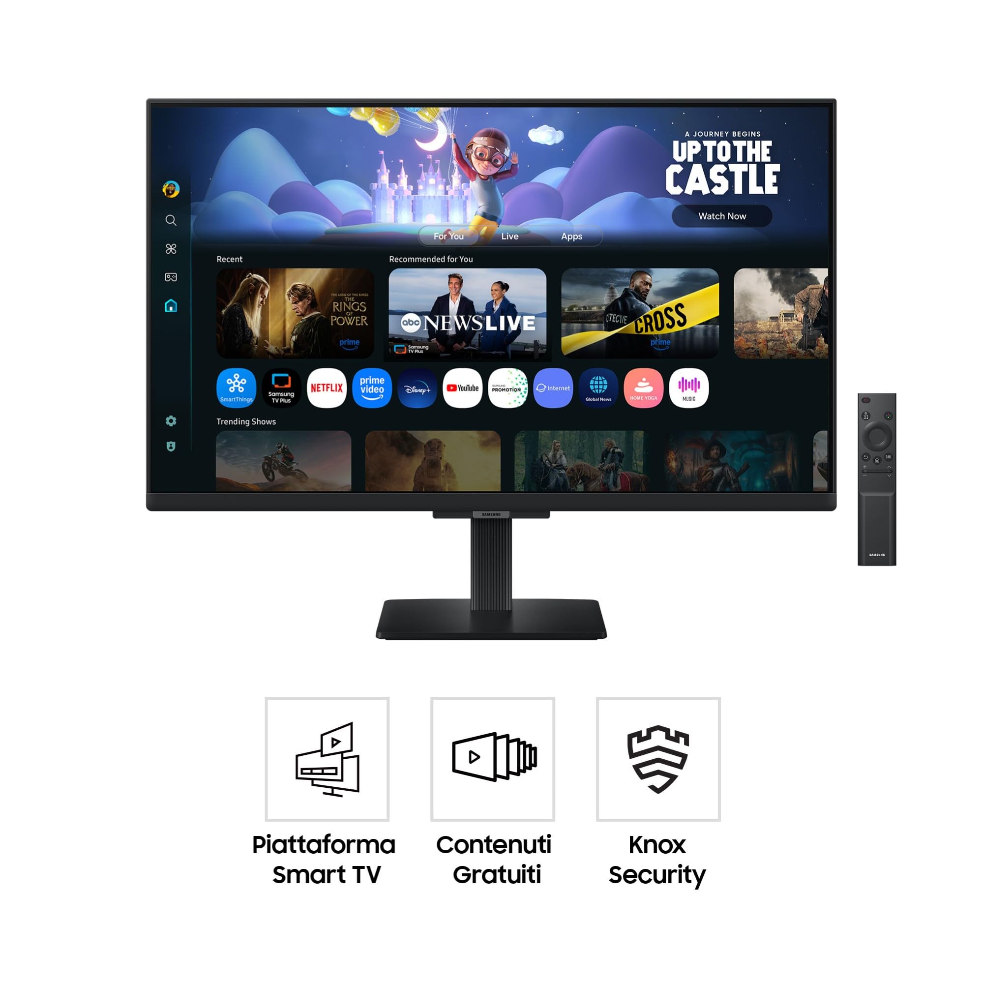 Samsung Smart Monitor M5 (S27FM502EU), Flat 27'', 1920 x 1080 (FHD), Smart Hub con AI, Office 365, Gaming Hub, Speaker integrati, Telecomando, WiFi, HDMI, USB