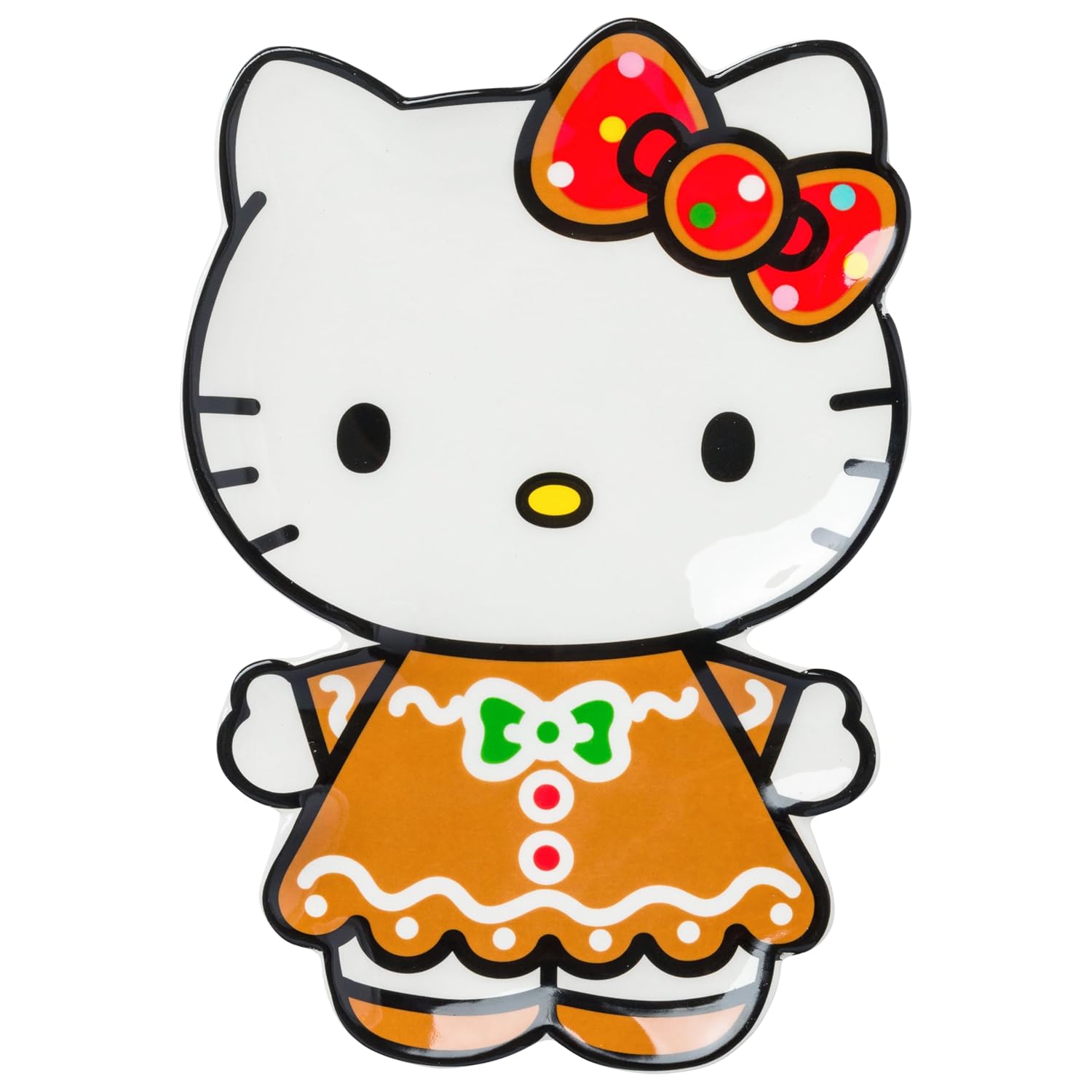 Silver Buffalo Sanrio Hello Kitty Christmas Holiday Gingerbread Sculpted Ceramic Trinket Tray Decorative Plate