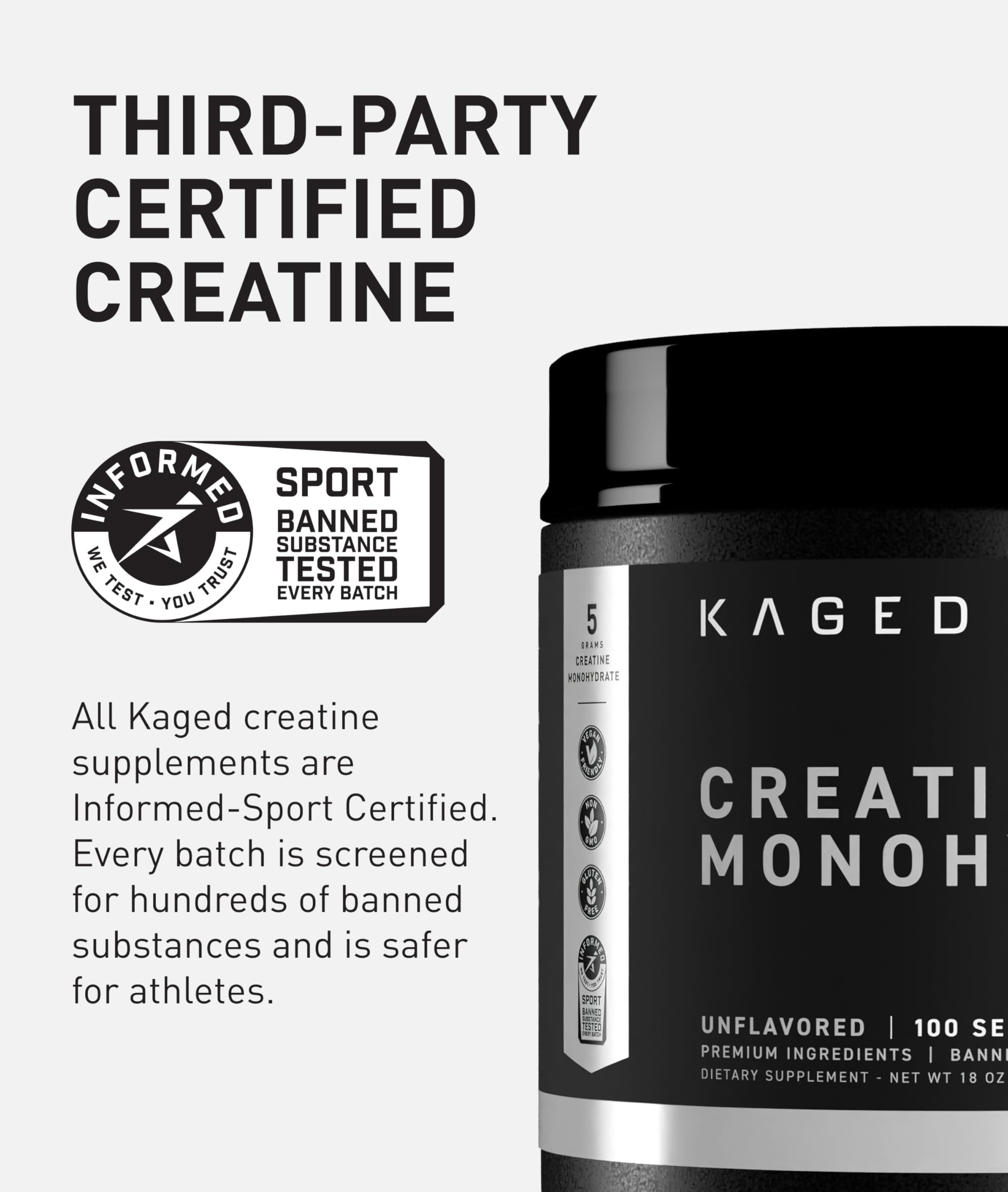Kaged Creatine Monohydrate Micronized Powder | Unflavored | 100 Servings — Amazon image 7