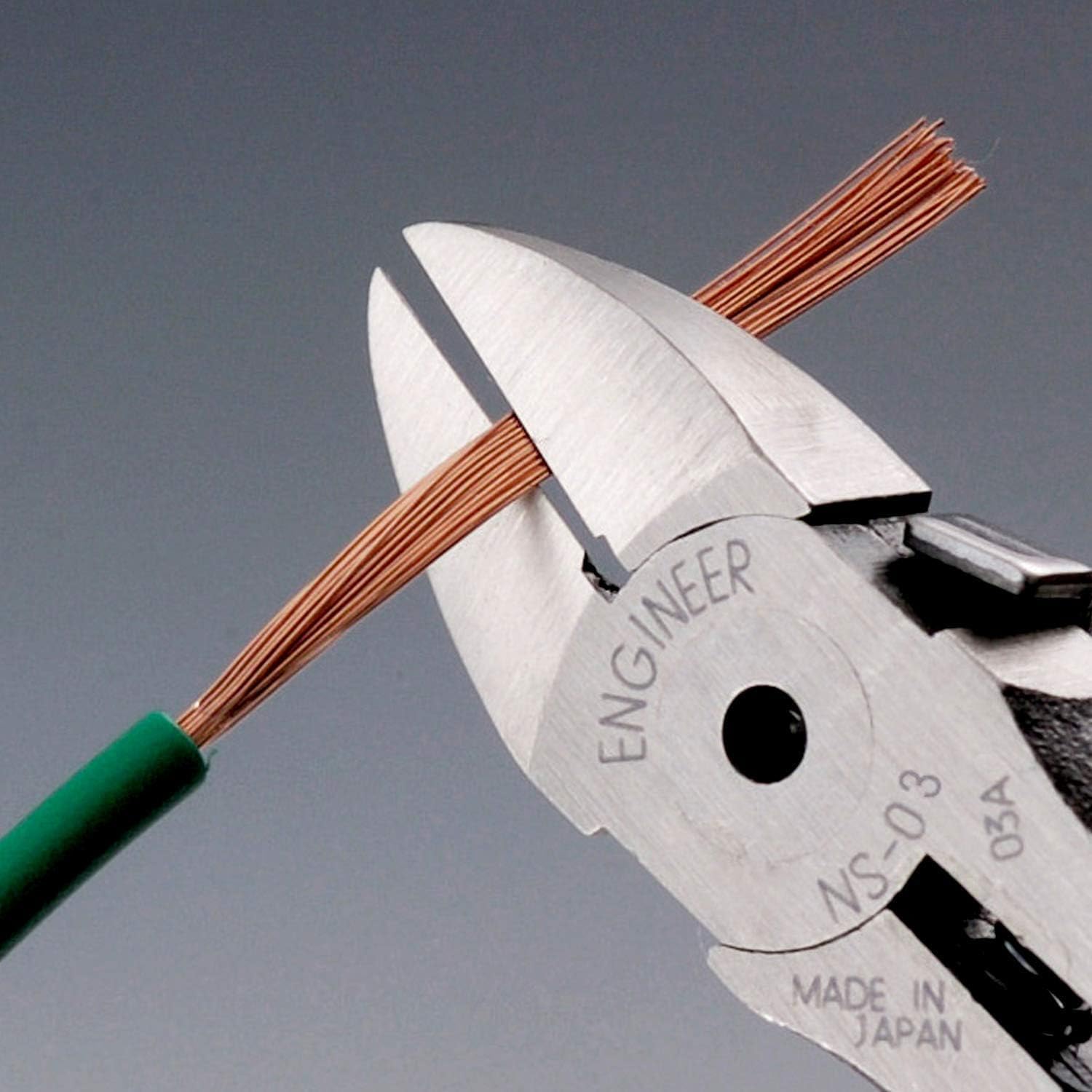 ENGINEER NS-03 Micro Nippers 5" Precision Flush Cutters Made in Japan for Circuit Board Work, Wire Cutting, Opening Angle Adjuster