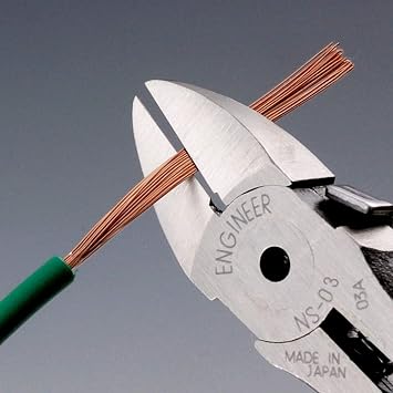 ENGINEER NS-03 Micro Nippers 5 Precision Flush Cutters Made in Japan for Circuit Board Work, Wire Cutting, Opening Angle Adjuster