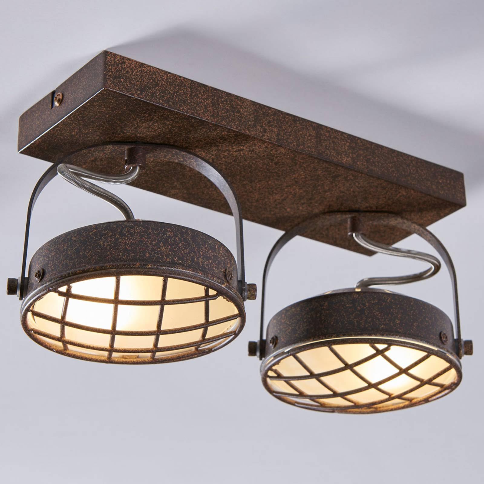Spot Lindby Tamin, couleur rouille, à 2 lampes, verre, G9