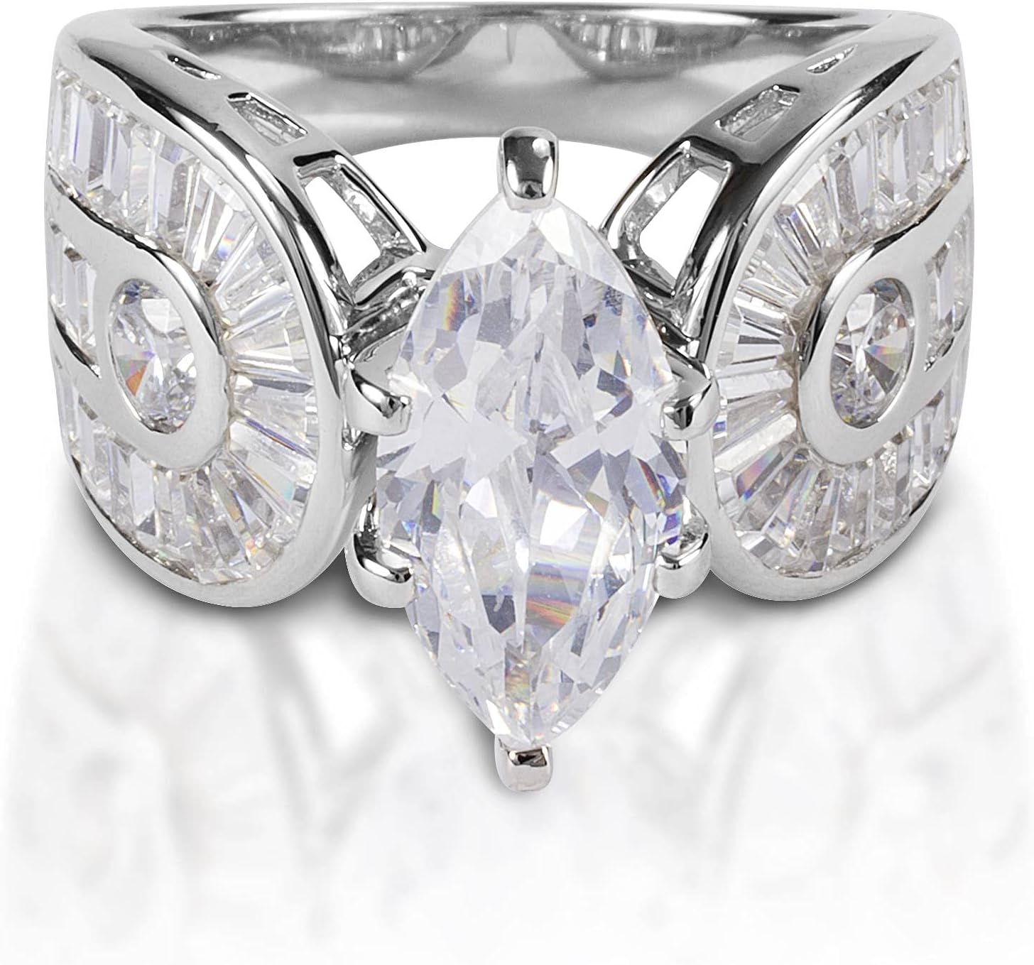 Kelly Herd Wide Ring with Cubic Zirconia Stones | Sterling Silver Jewelry for Women | Engament | Wedding