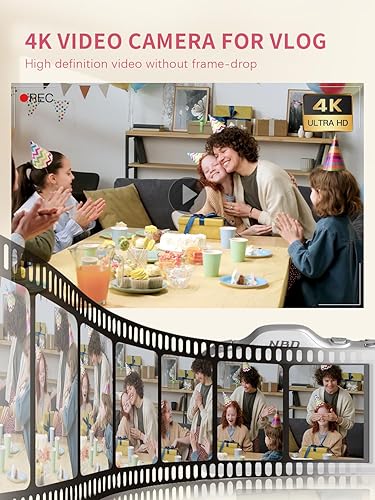 Miniatura 7 de Cámara digital True 4K con modo belleza, cámara de vlogging de 64MP para principiantes, zoom 16X, antivibración y enfoque automático, tarjeta de 32