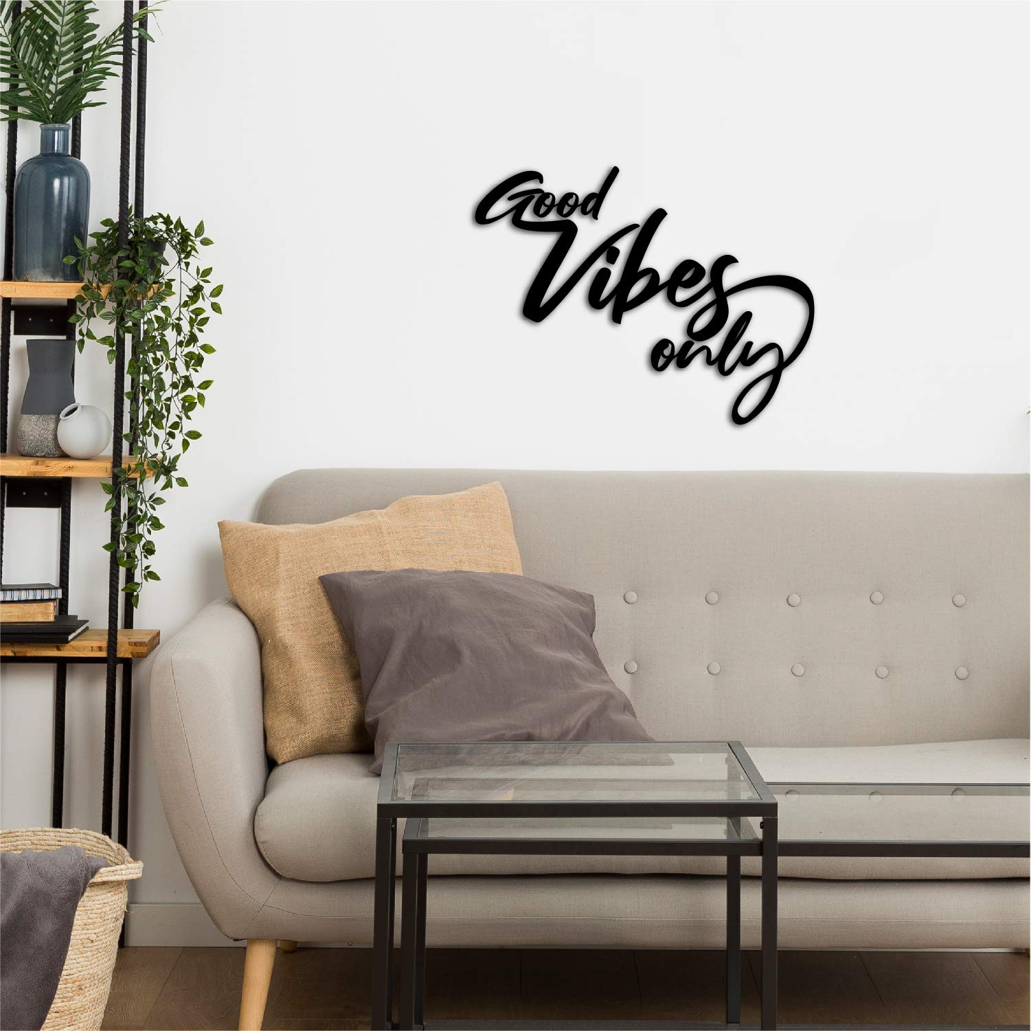 eCraftIndia Good Vibes Only Black Engineered Wood Wall Art Cutout, Ready to Hang Home Decor