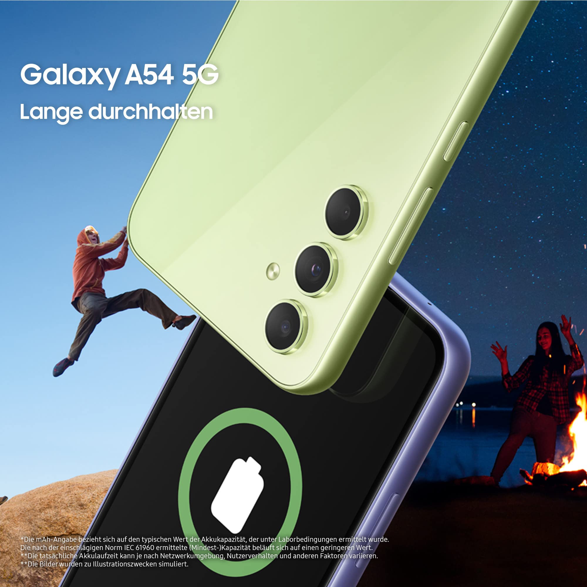 Samsung Galaxy A54 5G, Android Smartphone, 6,4 Zoll Dynamic AMOLED Display, 5.000 mAh Akku, 128 GB/8 GB RAM Handy in Awesome Graphite inkl. 30 Monate Herstellergarantie [Exklusiv bei Amazon]