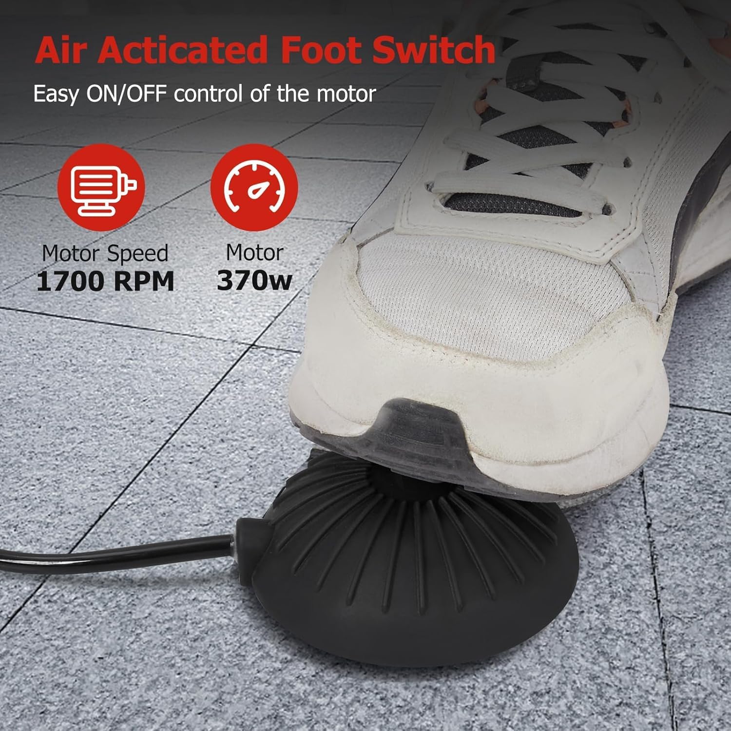 Electric Drain Cleaning Machine 75FT - 3/8 Inch 370W Sewer Snake Auger Cleaner Electric Clog Remover Plumbing Tool,Drain Machine 4 Cutter Blades, Air-Activated Foot Switch and Protective Gloves