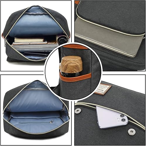 Miniatura 3 de UGRACE - Mochila vintage para portátil con puerto de carga USB, elegante mochila de viaje resistente al agua, mochilas casuales para hombres y