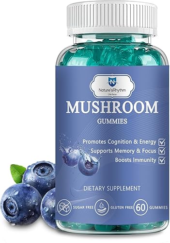 Nature's Rhythm - Gomitas de magnesio 500 mg - 65 unidades  Suplementos de glicinato de magnesio, con L-treonato, vitamina D, B6 y CoQ10 - Sabor a