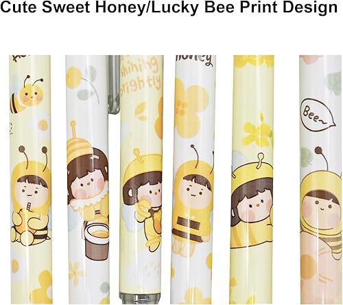 Miniatura 5 de Maydahui 12 lápices eternos de abeja de dibujos animados, retráctiles, HB, 0.020 in, impresión de abeja de la suerte, lápiz eterno, lápices de