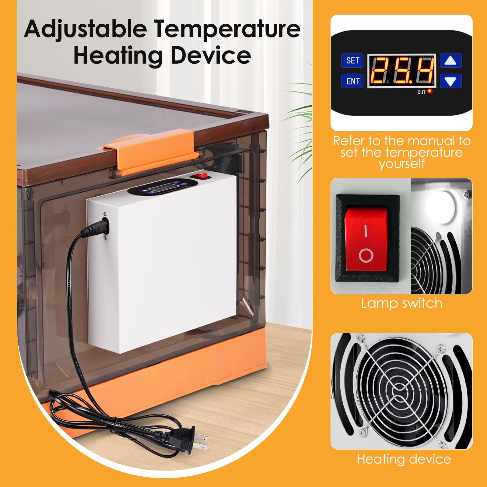 Kit de Caja de cría de Pollitos con calefacción de gallinero, Placa de Calor, Caja de cría de Polluelos, Temperatura Ajustable, Placa calefactora para gallinas, incubadora para Aves, Patos