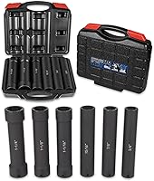 Vista 1 de 1/2 Inch Drive Extended Length Impact Socket Set 6 Sizes - Hex Sizes 3/4", 7/8", 15/16", 1-1/16”, 1-1/8", 1-1/4"Extra-Deep Length Extra-Deep Impact