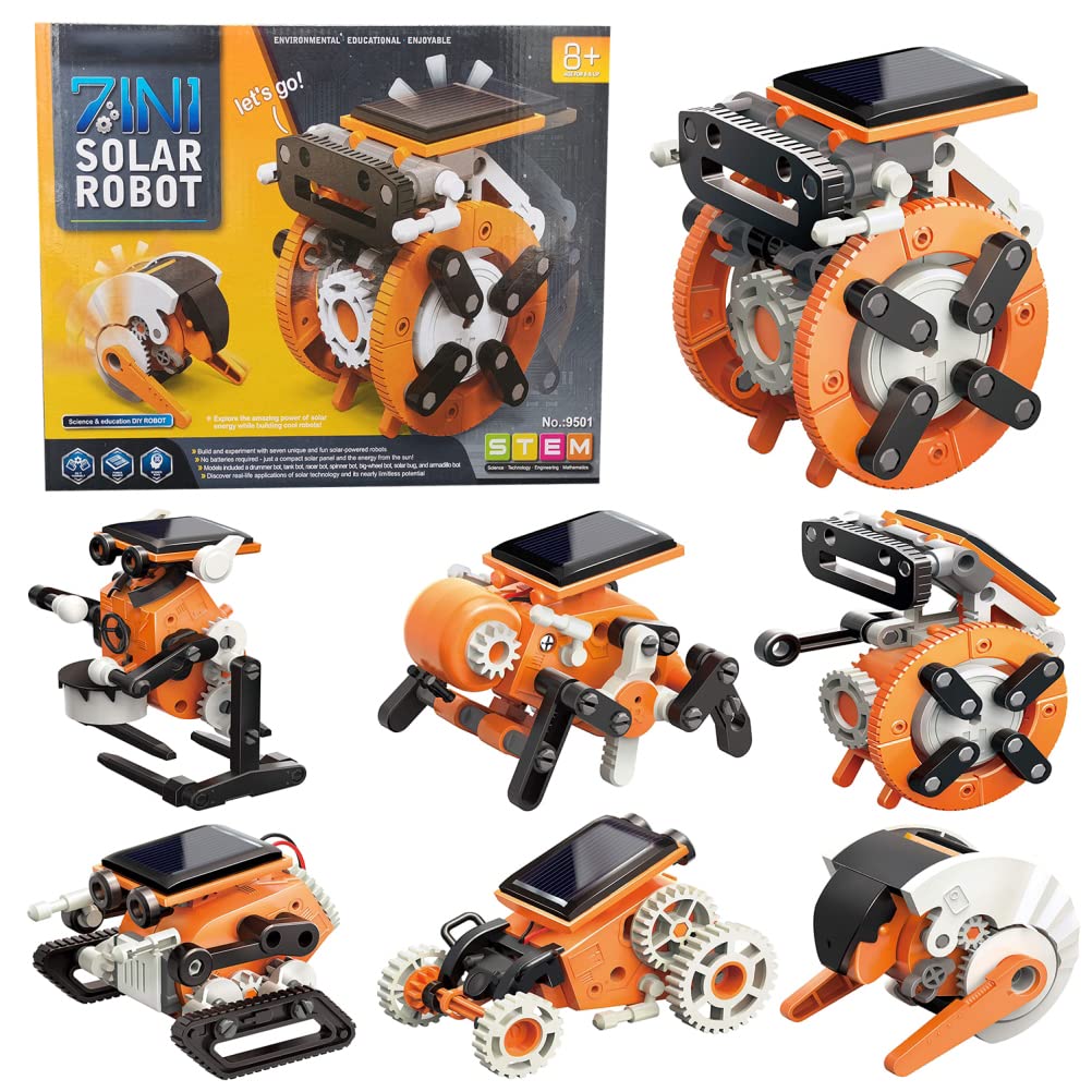 STEM Roboter-Set, 7-in-1 solarbetriebenes Roboterspielzeug für Kinder, Sonnenroboter Erstellung von Do-Selbst Wissenschafts-Kit, STEM-Projekt, Bildungsaktivitäten Spielzeug, Roboterspielzeug Geschenk